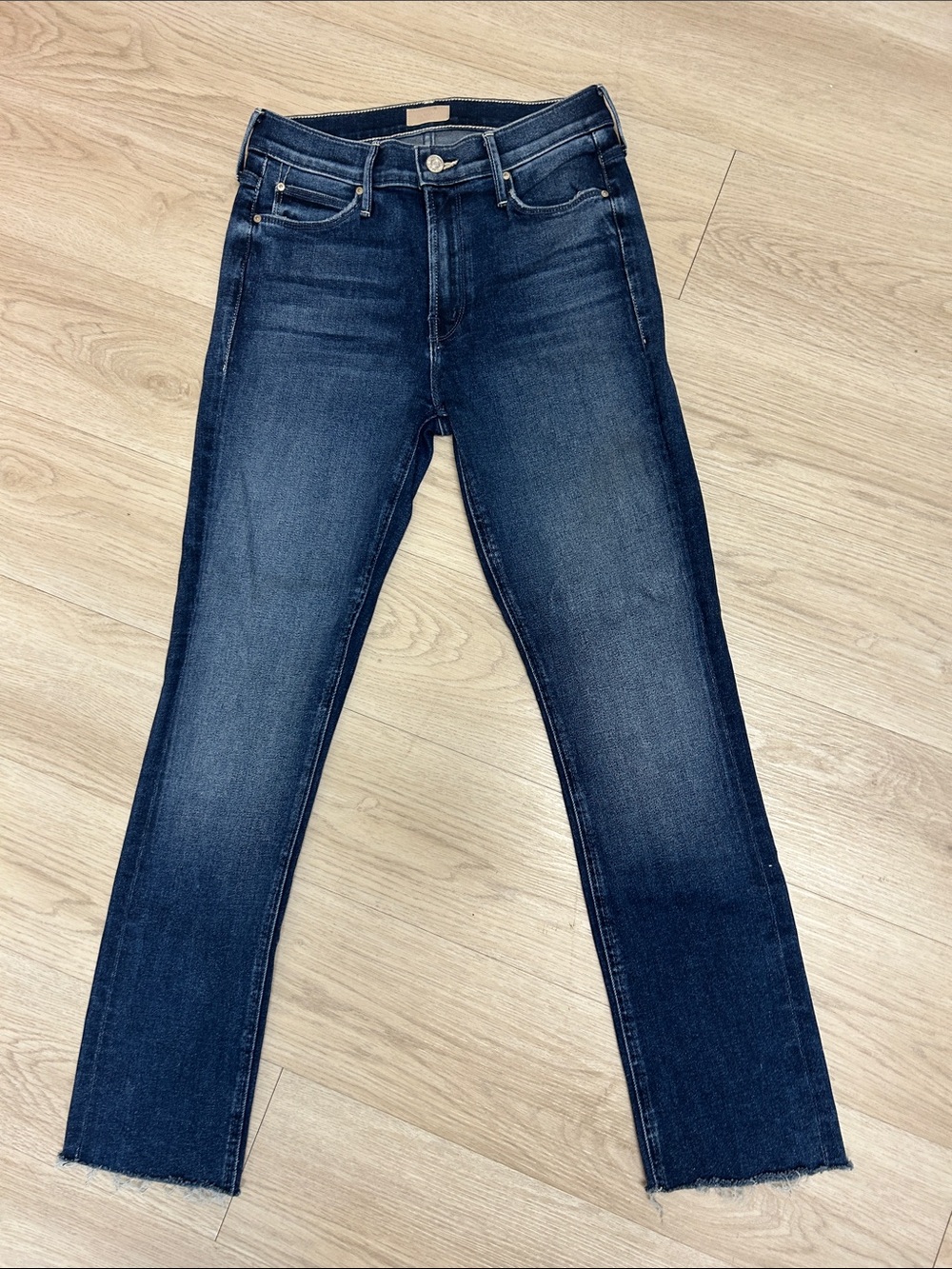 MOTHER mid rise Dazzler ankle fray